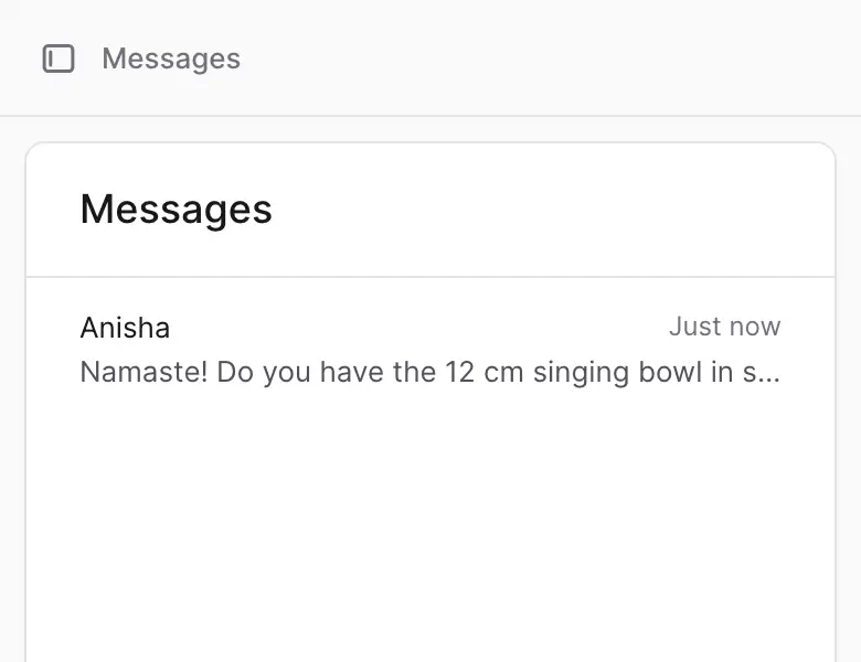 The Messages page with one conversation from a customer.