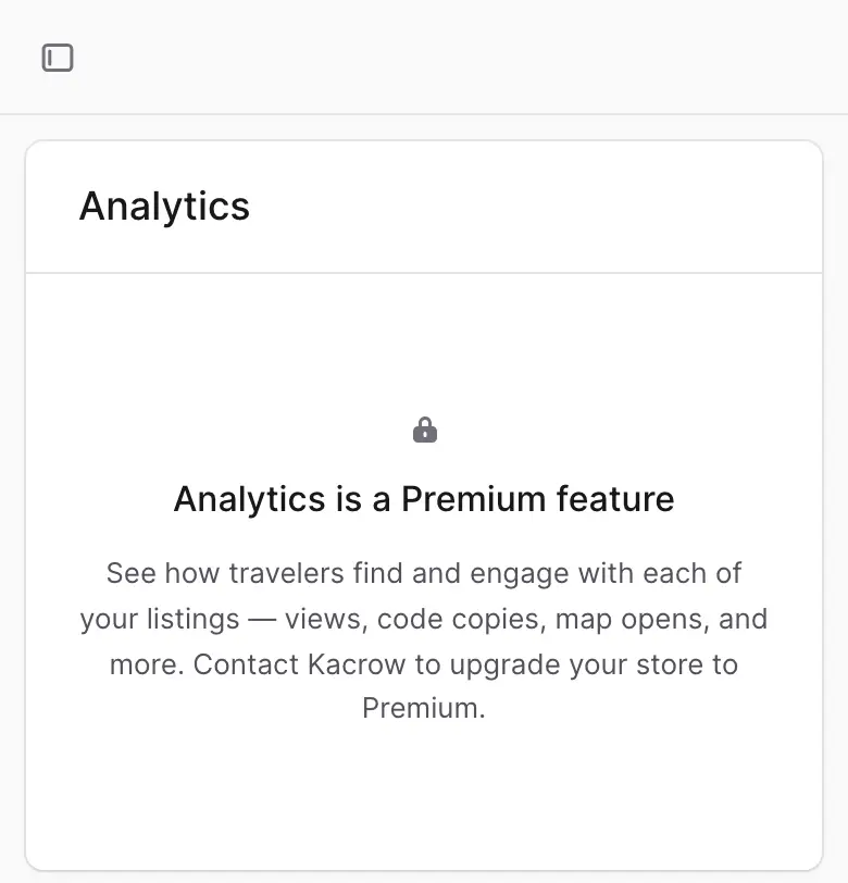 The Analytics page with a lock. It says Analytics is a Premium feature.